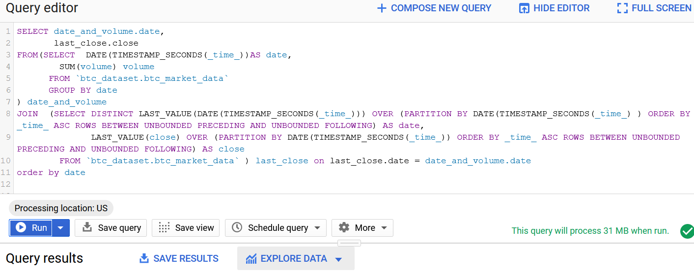 Query editor